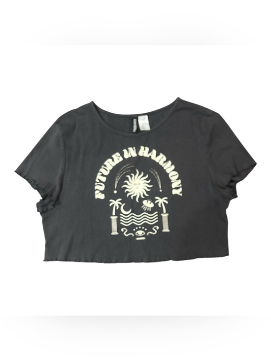 Divided Other - Divided Future in Harmony Graphic Girls Crop Tee Black Sz XL